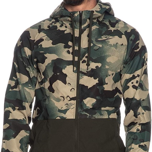 Nike Pro CU4042-355 Flex Vent Dri Fit Full Zip Camo Jacket Green Camo